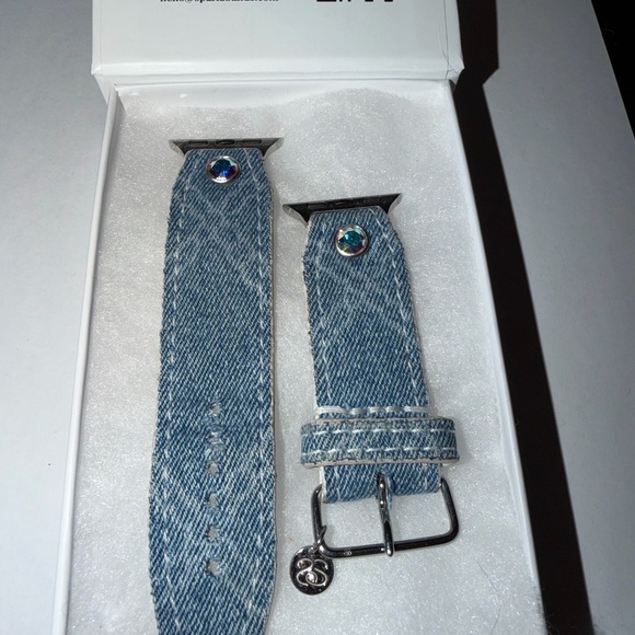 Authentic Upcycled Chanel Denim Skinny Watchband by Spark’l- size 3 - Picture 4 of 5